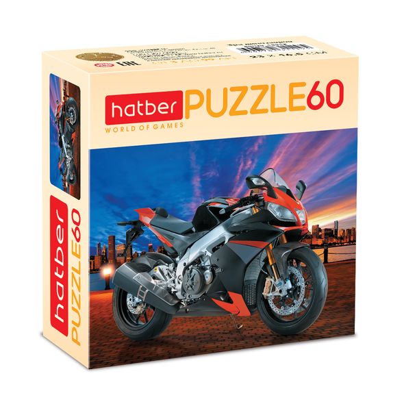 ПАЗЛЫ-ИГРА 60 элементов А5ф 165х230мм -MotorBike- , 